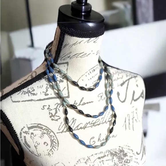 African Zambia Paper Beaded Necklace Handmade Extra Long Bracelet Belly Bead - Picture 2 of 5